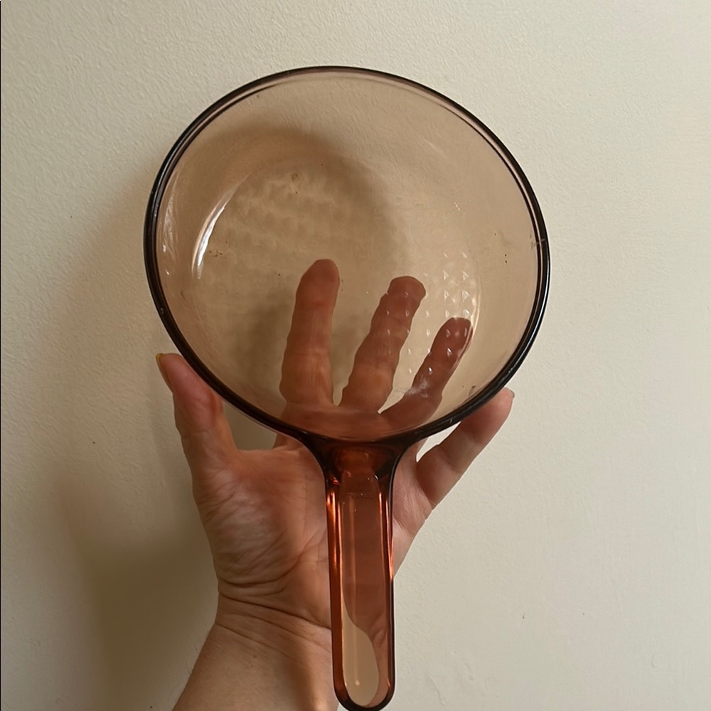 Vintage Visions Corning Amber Glass 7” Waffle Bottom Fry Pan - France